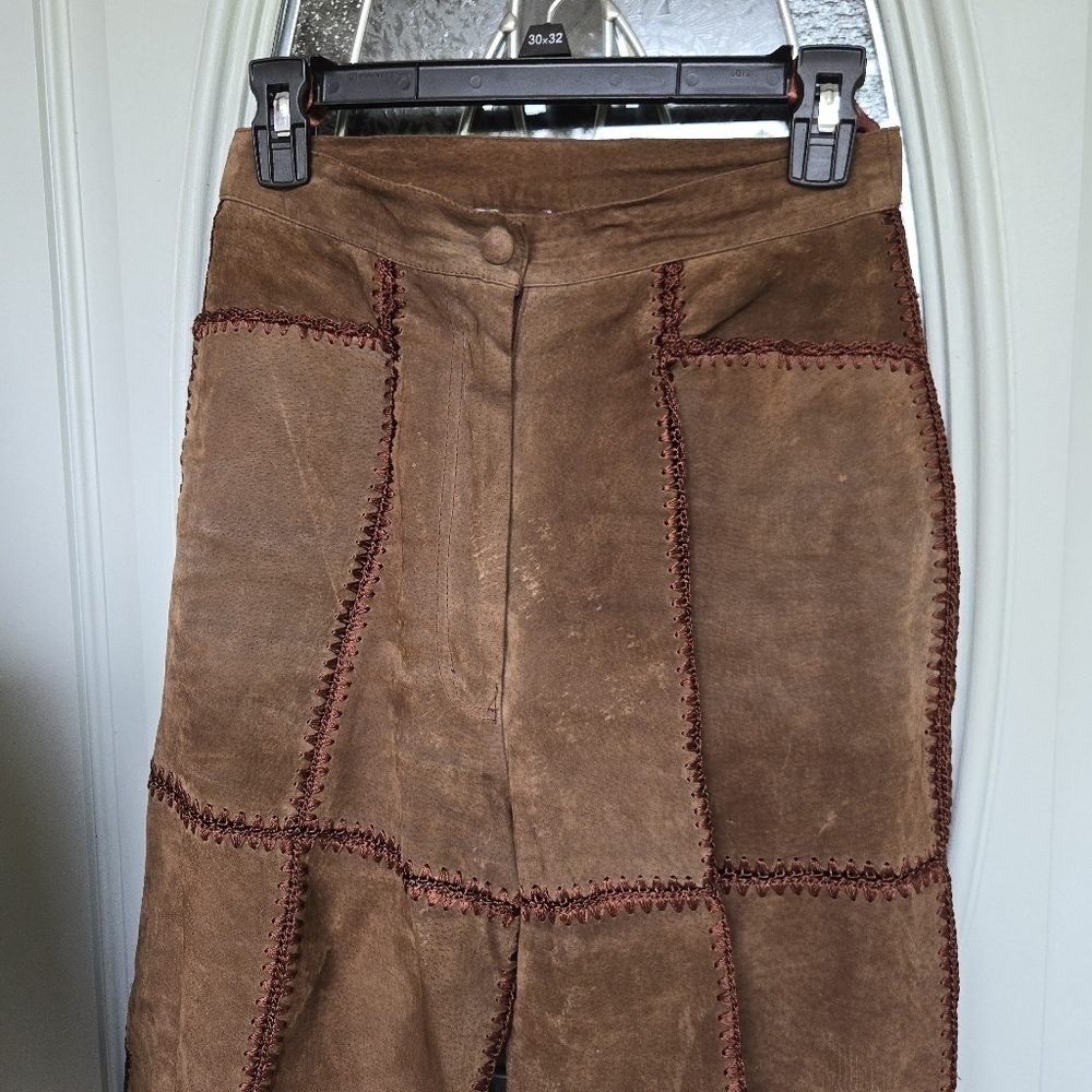 Vintage SMH Crochet Leather 2 Piece Jacket & Trouser Set - Picture 5 of 14